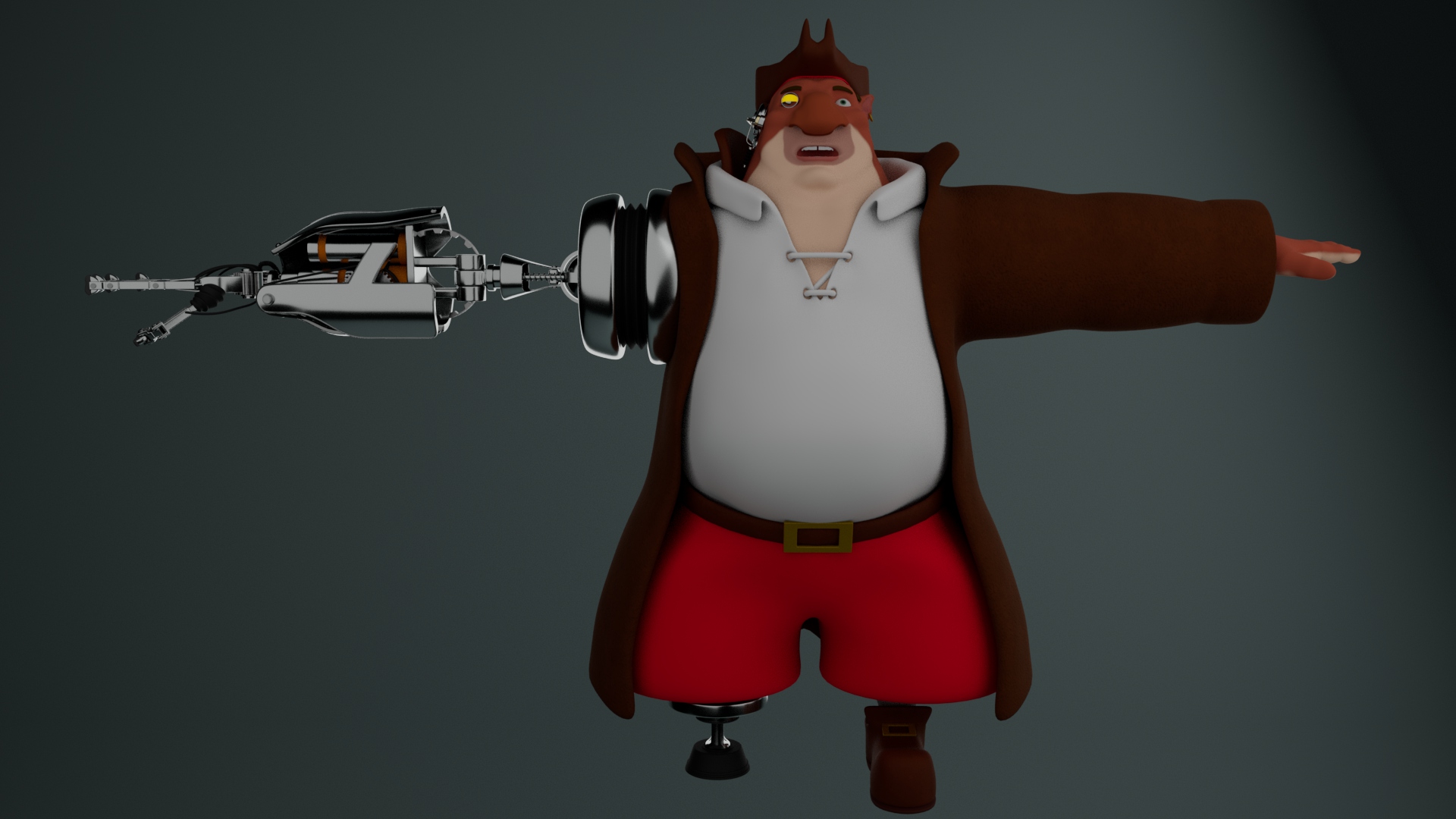 3D Rendered Sculpture of Captain Long John Silver from Treasure Planet